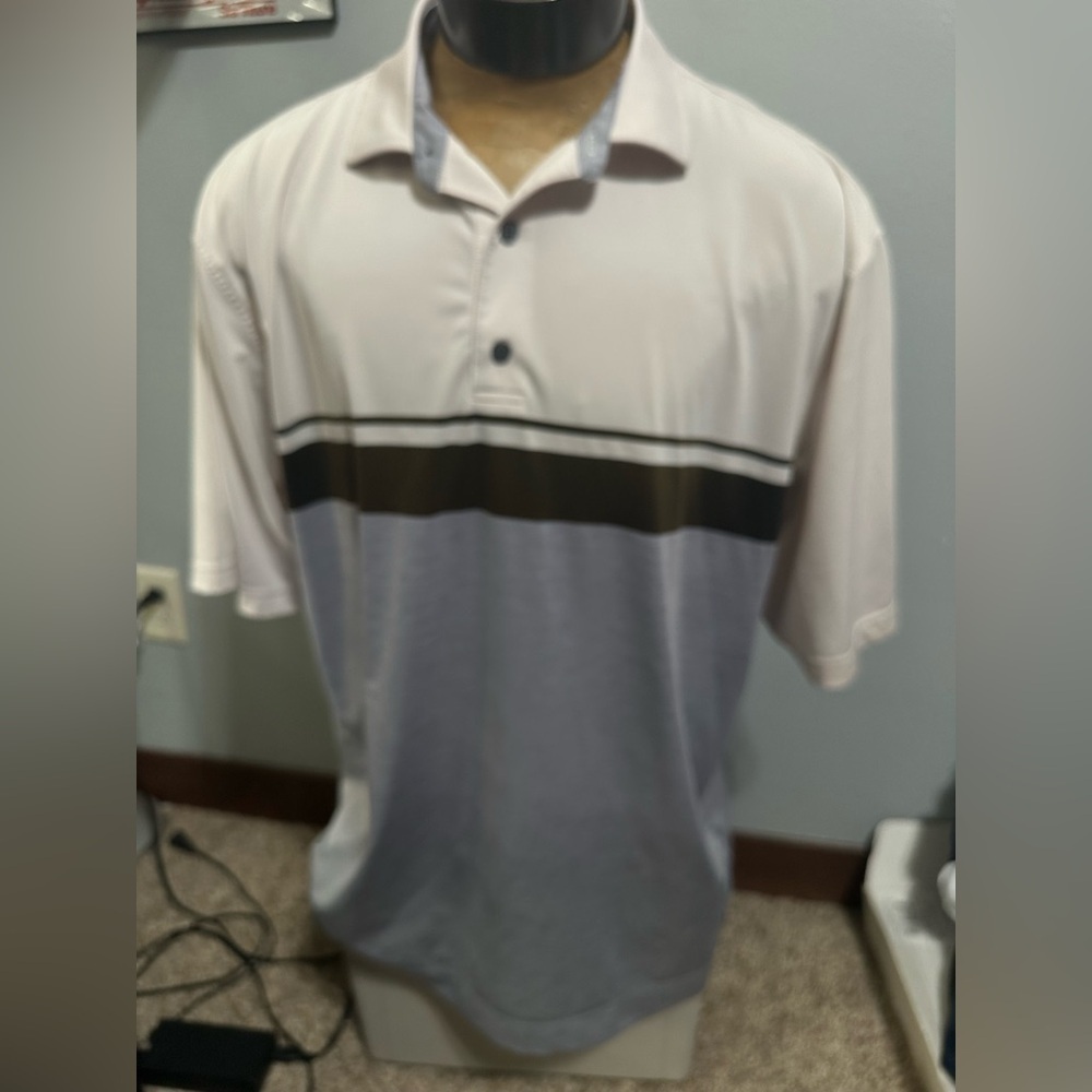 Champion Men's White and Gray Polo Shirt